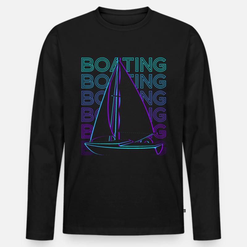 Bootfahren Segelboot Retro Geschenk - Männer Premium Bio Langarmshirt - Schwarz