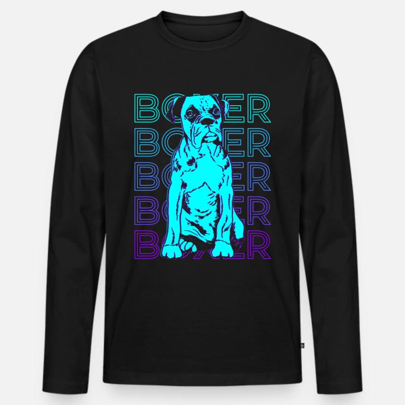 Boxer Hund Retro Geschenk - Männer Premium Bio Langarmshirt - Schwarz