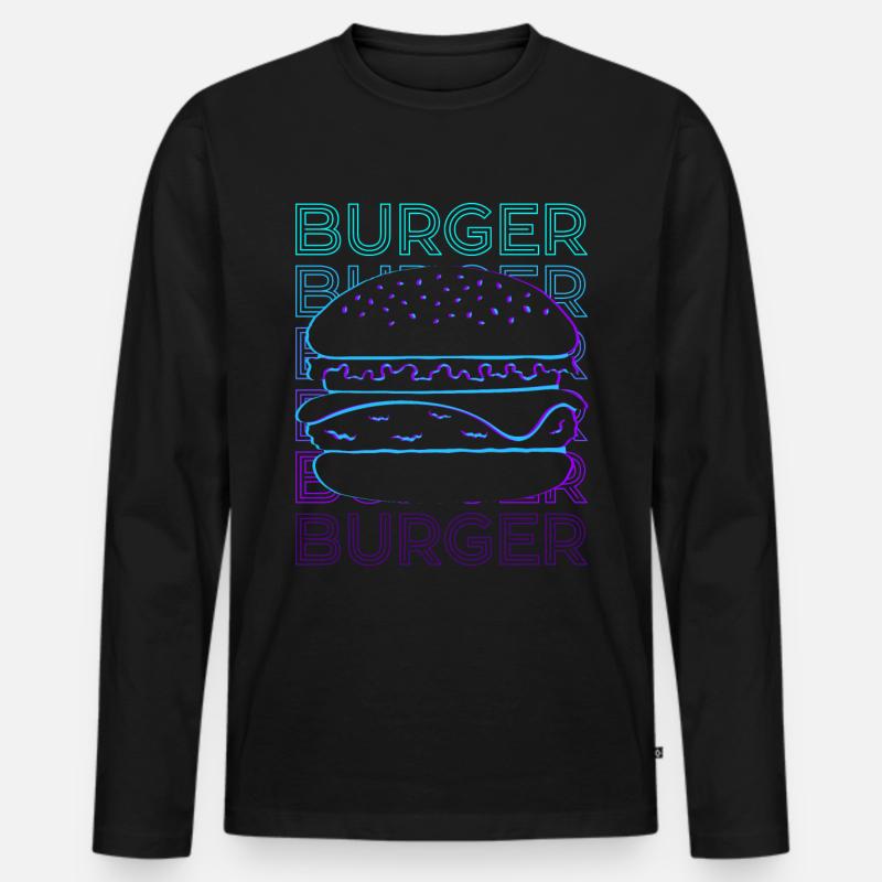Burger Hamburger Cheeseburger Retro Geschenk - Männer Premium Bio Langarmshirt - Schwarz