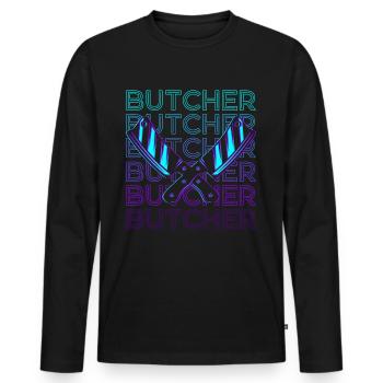 Fleischer Retro Geschenk - Männer Premium Bio Langarmshirt - Schwarz - Vorne - Nico (187cm)