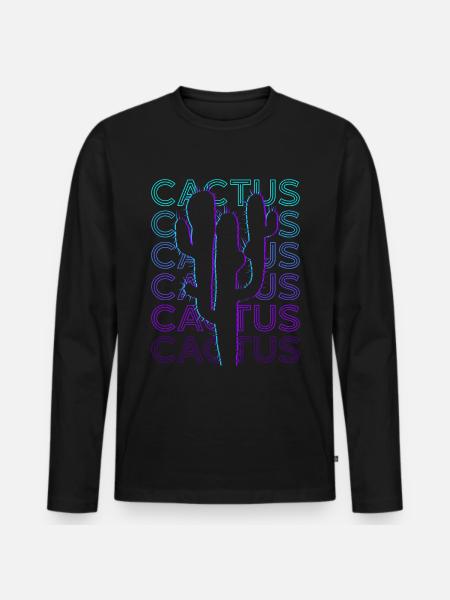 Cactus Cactus Retro Gift - Men's Premium Organic Long Sleeve Shirt - black