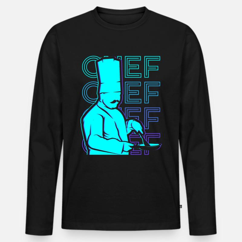 Chefkoch Kochen Retro Geschenk - Männer Premium Bio Langarmshirt - Schwarz
