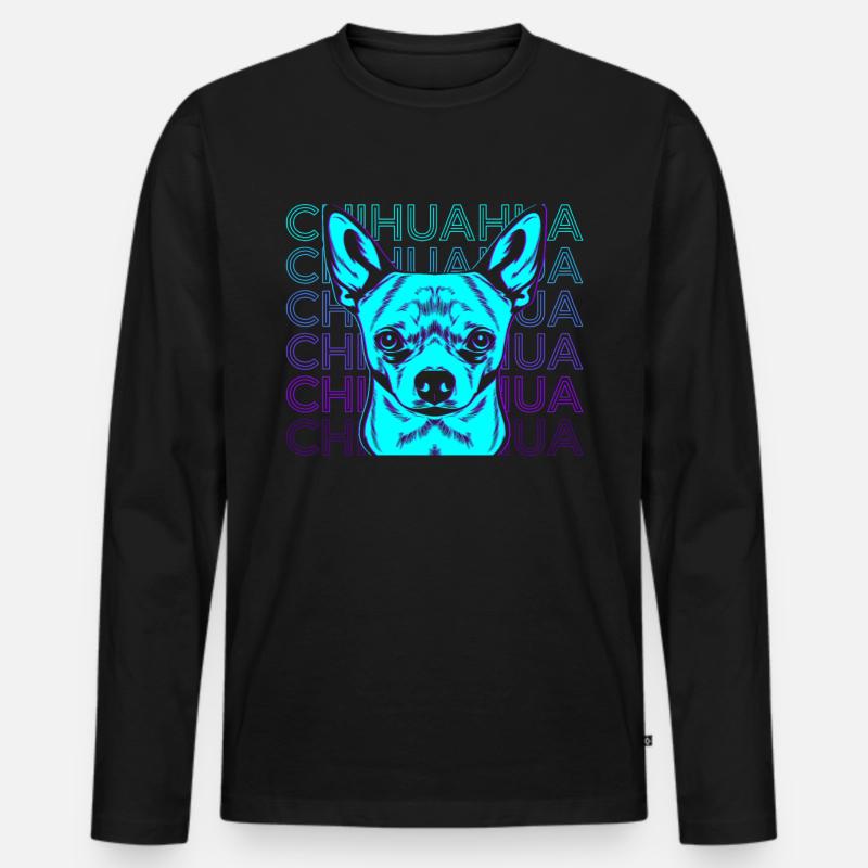 Chihuahua Retro Geschenk - Männer Premium Bio Langarmshirt - Schwarz