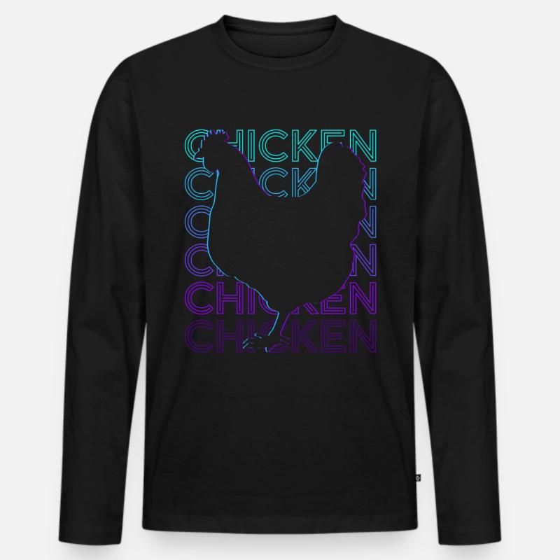 Hähnchen Retro Geschenk - Männer Premium Bio Langarmshirt - Schwarz
