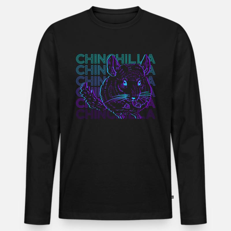 Chinchilla Retro Geschenk - Männer Premium Bio Langarmshirt - Schwarz