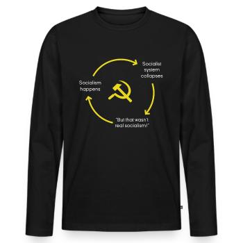 Anti-socialisme Anti-communisme Pro-capitalisme - T-shirt manches longues Premium bio Homme - noir - Devant - Nico (187cm)
