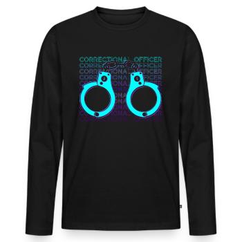 Agent correctionnel Agence d’application de la loi Ges - T-shirt manches longues Premium bio Homme - noir - Devant - Nico (187cm)
