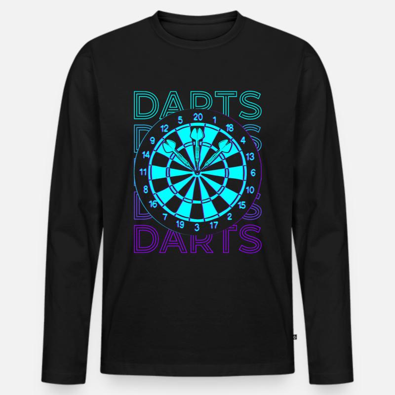 Darts Retro Geschenk - Männer Premium Bio Langarmshirt - Schwarz