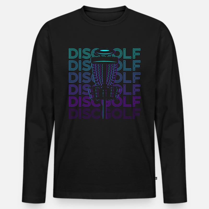 Discgolf Retro Geschenk - Männer Premium Bio Langarmshirt - Schwarz