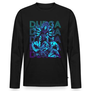 Durga Déesse hindoue Ancienne mythologie hindoue Geschen - T-shirt manches longues Premium bio Homme - noir - Devant - Nico (187cm)
