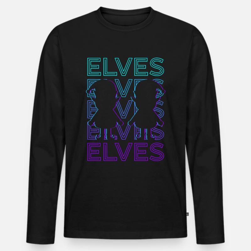 Elfen Elf Retro Geschenk - Männer Premium Bio Langarmshirt - Schwarz