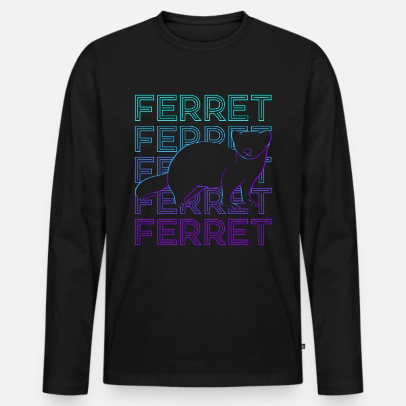 Frettchen Retro Geschenk - Männer Premium Bio Langarmshirt - Schwarz
