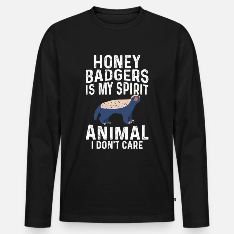Lustiger Honigdachs - Männer Premium Bio Langarmshirt - Schwarz