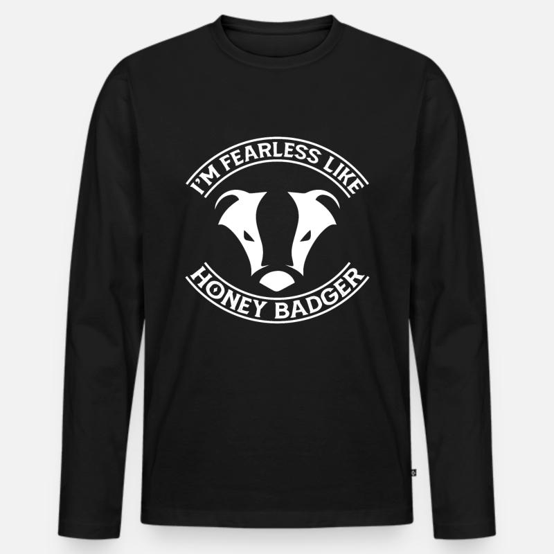 Lustiger Honigdachs - Männer Premium Bio Langarmshirt - Schwarz