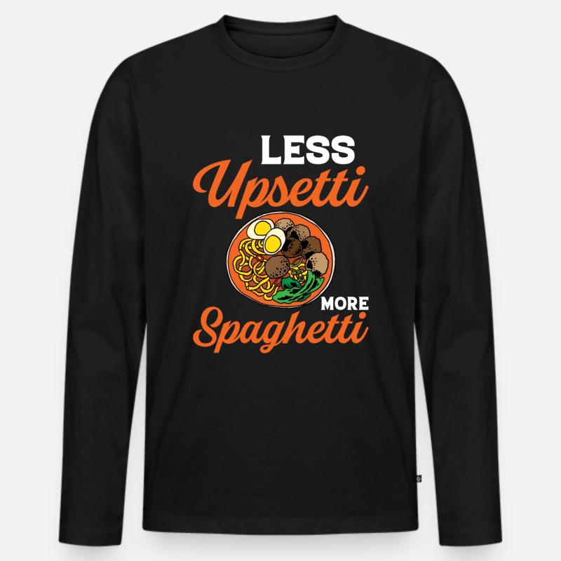 Lustige Spaghetti-Schüssel-Fleischbällchen - Männer Premium Bio Langarmshirt - Schwarz