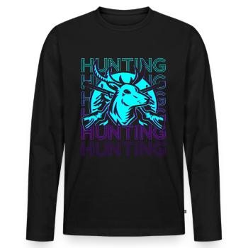 Red Deer Hunting Red Retro - Men's Premium Organic Long Sleeve Shirt - black - Front - Nico (187cm)
