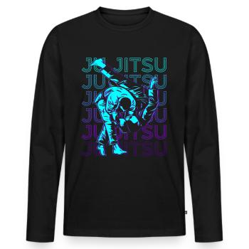 Ju Jitsu Jiu Jitsu Jujutsu Retro - Men's Premium Organic Long Sleeve Shirt - black - Front - Nico (187cm)