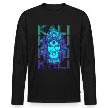 Kali Déesse hindoue Ancienne déesse Mythologie hindoue - T-shirt manches longues Premium bio Homme - noir - Devant - Nico (187cm)