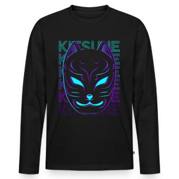 Kitsune Mask Fox Mask Japanese Mask Retro - Men's Premium Organic Long Sleeve Shirt - black - Front - Nico (187cm)