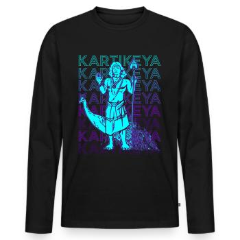 Kartikeya Dieu hindou Mythologie hindoue Dieu ancien - T-shirt manches longues Premium bio Homme - noir - Devant - Nico (187cm)