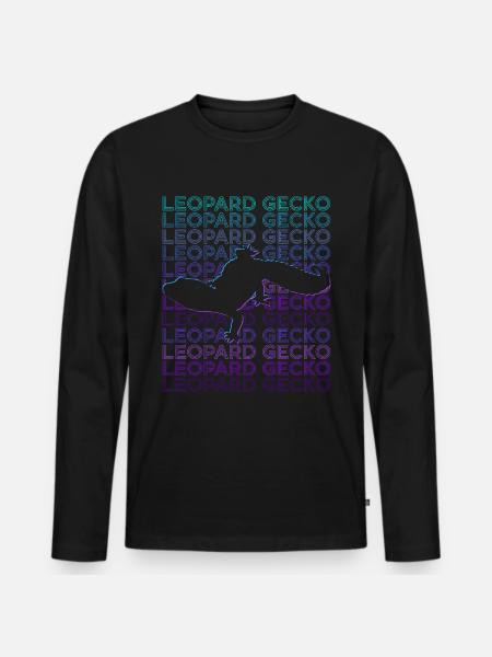 Léopard Gecko Rétro - T-shirt manches longues Premium bio Homme - noir