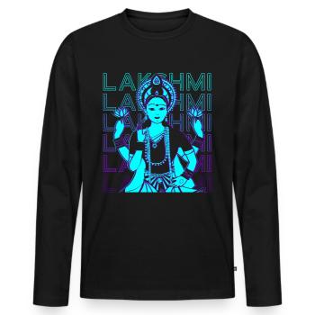 Lakshmi Déesse hindoue Mythologie hindoue - T-shirt manches longues Premium bio Homme - noir - Devant - Nico (187cm)