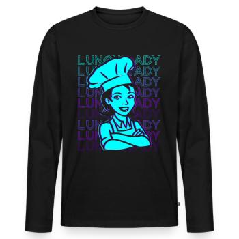 Lunch Lady Retro - Men's Premium Organic Long Sleeve Shirt - black - Front - Nico (187cm)
