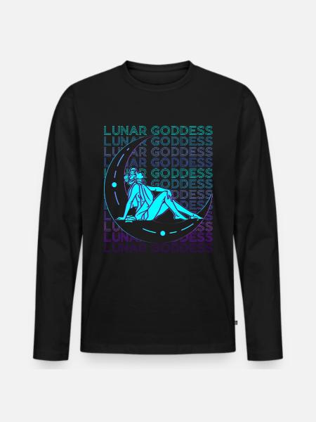 Moon Goddess Wicca Pagan Retro - Men's Premium Organic Long Sleeve Shirt - black