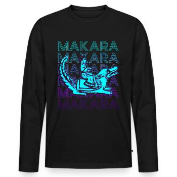 Makara Mythologie hindoue Ancienne rétro hindoue - T-shirt manches longues Premium bio Homme - noir - Devant - Nico (187cm)