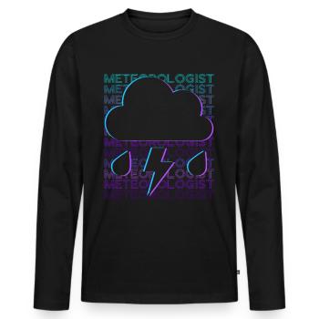 Météorologue Météo Météo Grenouille Retro - T-shirt manches longues Premium bio Homme - noir - Devant - Nico (187cm)