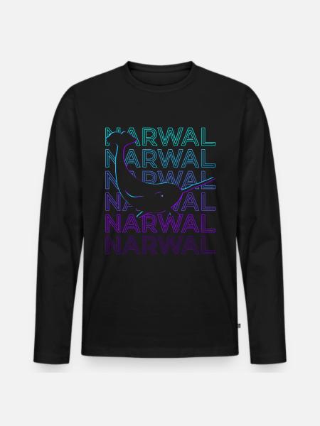 Narwal Narwhal Retro - Men's Premium Organic Long Sleeve Shirt - black