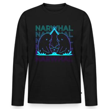 Narwal Narwal Retro - Männer Premium Bio Langarmshirt - Schwarz - Vorne - Nico (187cm)