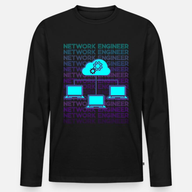 Netzwerkingenieur Netzwerktechnik Retro - Männer Premium Bio Langarmshirt - Schwarz
