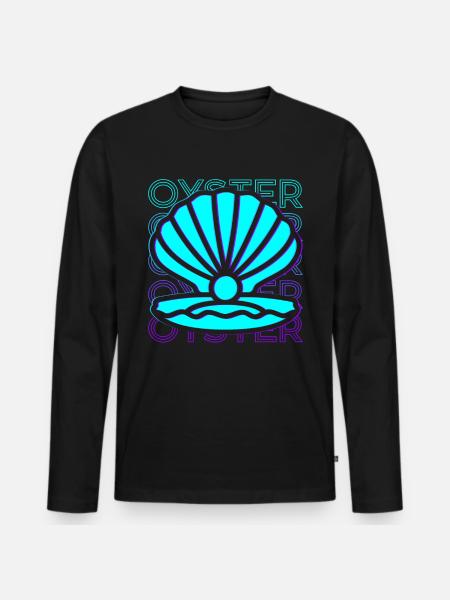 Oyster Retro - Men's Premium Organic Long Sleeve Shirt - black