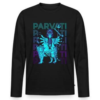 Parvati Déesse hindoue Mythologie hindoue - T-shirt manches longues Premium bio Homme - noir - Devant - Nico (187cm)