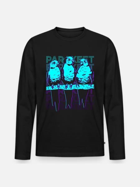 Sittich Retro - Männer Premium Bio Langarmshirt - Schwarz