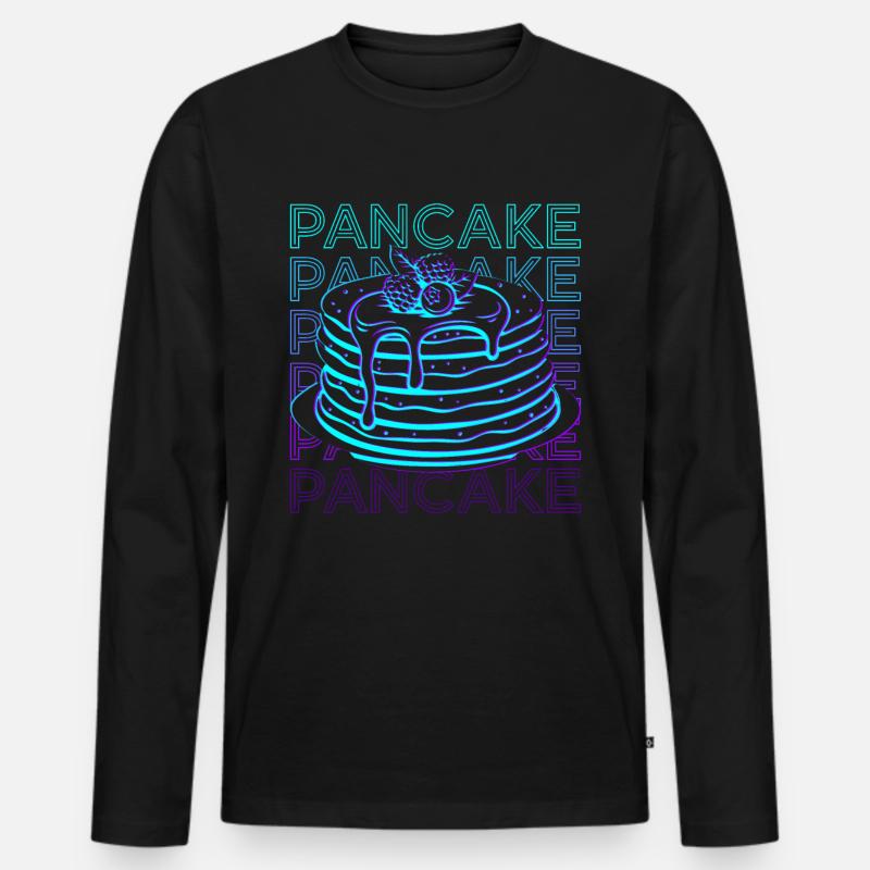 Pfannkuchen Retro - Männer Premium Bio Langarmshirt - Schwarz