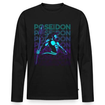 Poseidon Griechischer Gott Griechische Mythologie - Männer Premium Bio Langarmshirt - Schwarz - Vorne - Nico (187cm)