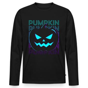 Pumpkin Head Jack O Lantern Halloween Retro - Men's Premium Organic Long Sleeve Shirt - black - Front - Nico (187cm)