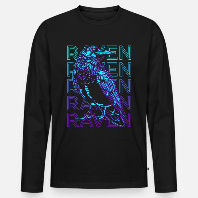 Rabenkrähe Retro - Männer Premium Bio Langarmshirt - Schwarz