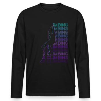 Rock Climbing Rock Climber Retro - Men's Premium Organic Long Sleeve Shirt - black - Front - Nico (187cm)