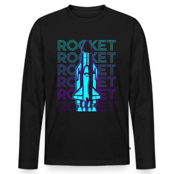 Rakete Raumschiff Space Shuttle Retro - Männer Premium Bio Langarmshirt - Schwarz - Vorne - Nico (187cm)