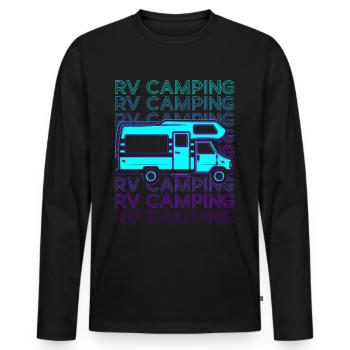 Camping Camping Camping Rétro - T-shirt manches longues Premium bio Homme - noir - Devant - Nico (187cm)