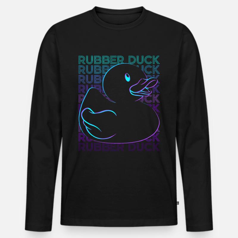 Gummi-Ente Retro - Männer Premium Bio Langarmshirt - Schwarz