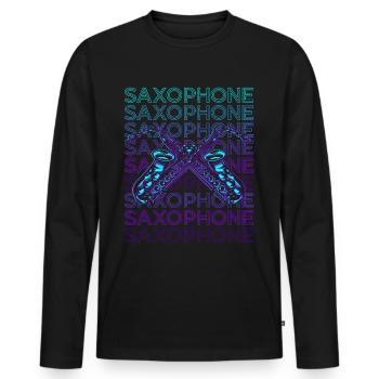 Saxophonist Saxophonist Retro - Männer Premium Bio Langarmshirt - Schwarz - Vorne - Nico (187cm)