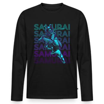 Japanischer Samurai Bushido Krieger Ronin Retro - Männer Premium Bio Langarmshirt - Schwarz - Vorne - Nico (187cm)