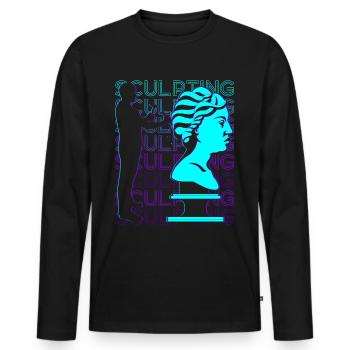 Sculpture Sculptor Retro - Men's Premium Organic Long Sleeve Shirt - black - Front - Nico (187cm)