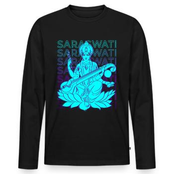 Saraswati Déesse hindoue Mythologie hindoue - T-shirt manches longues Premium bio Homme - noir - Devant - Nico (187cm)