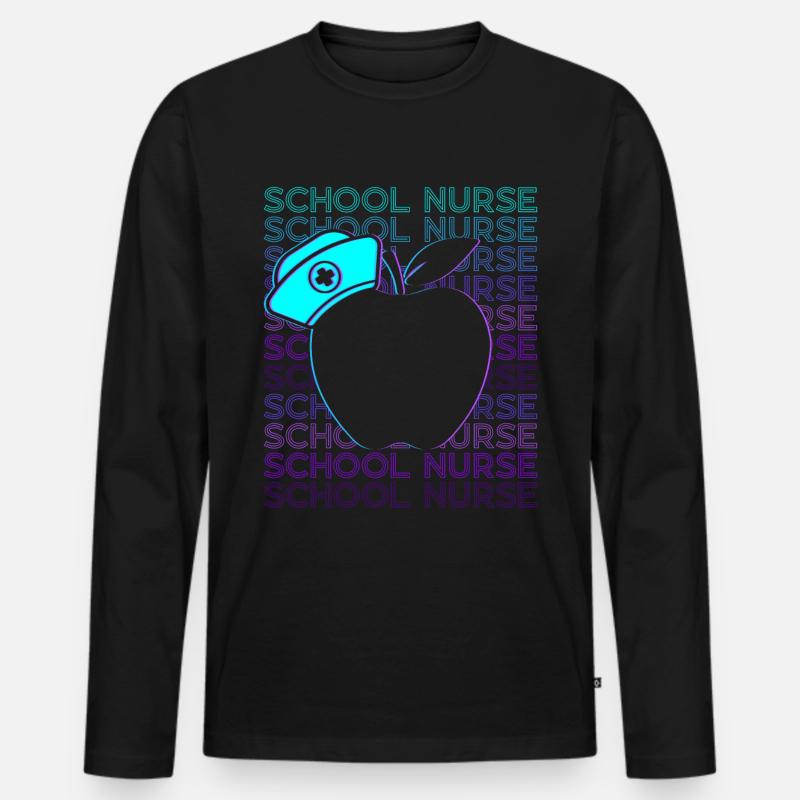 Schulkrankenschwester Retro - Männer Premium Bio Langarmshirt - Schwarz
