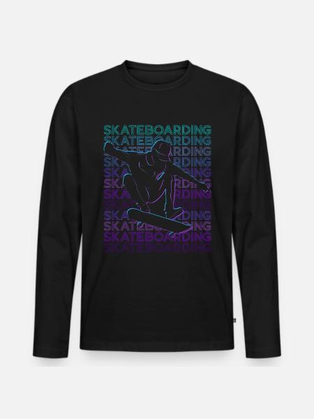 Skateboarding Skateboarder Skateboard Retro - Men's Premium Organic Long Sleeve Shirt - black